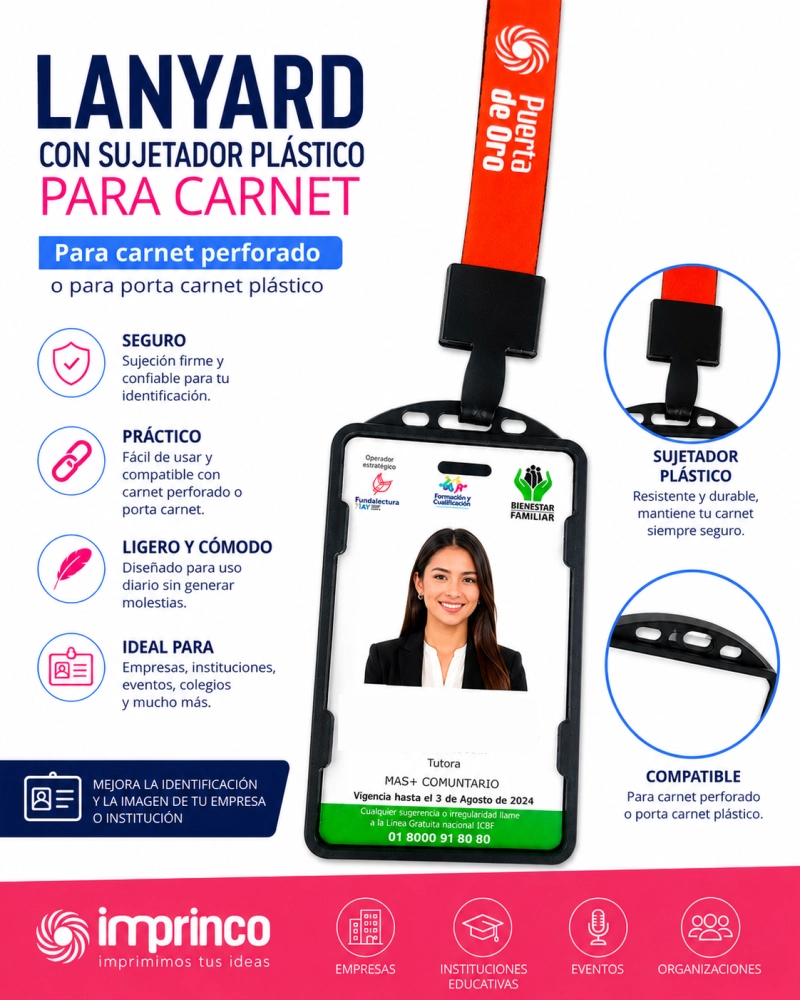 Lanyard con Sujetador Plástico para Carnet Imprinco