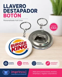 Llavero Destapador Botón en Imprinco