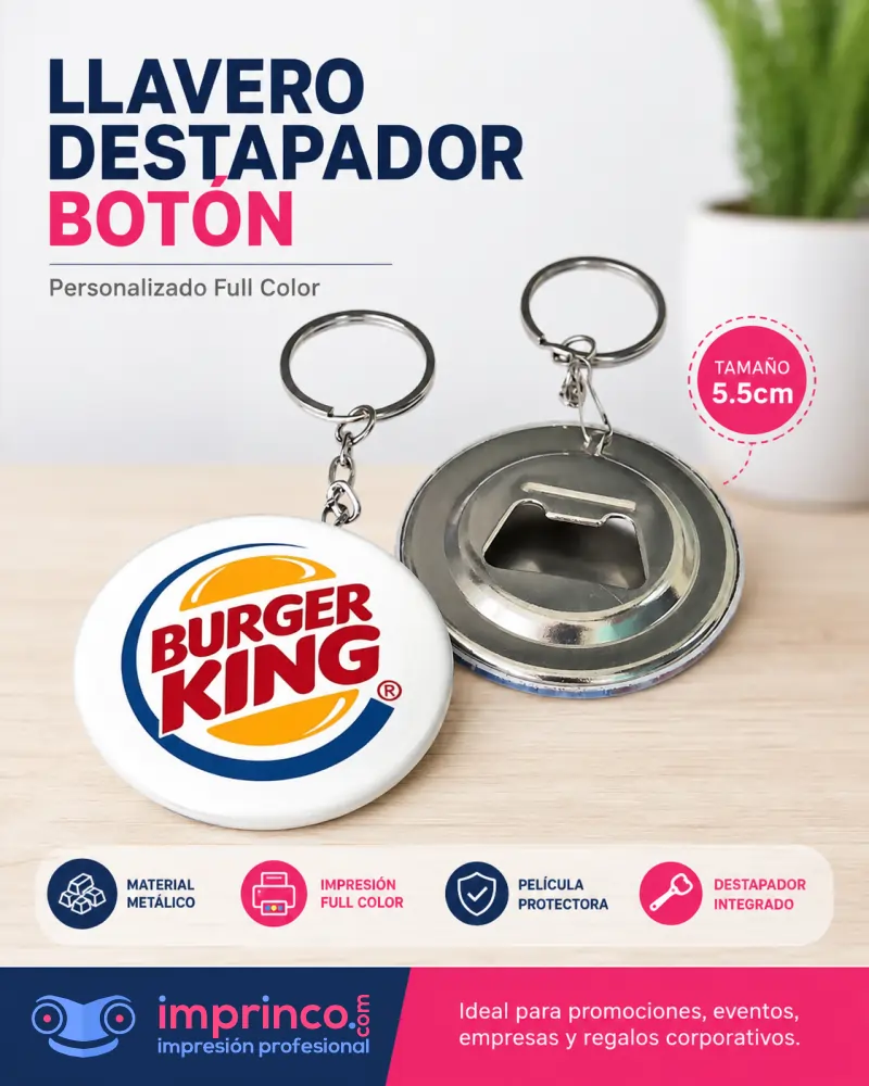 Llavero Destapador Botón en Imprinco
