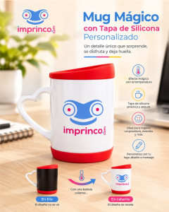 Mug Mágico con tapa de silicona personalizado en Imprinco