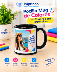 Pocillo Mug de Colores con Cuadro para Personalizar en Imprinco