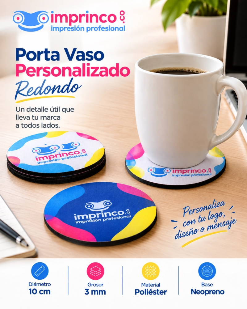 Porta Vasos Personalizado Redondo 1 Porta vasos redondo personalizado Imprinco